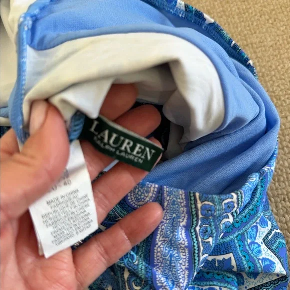 Ralph Lauren Blue Paisley One Piece Swimsuit - Picture 8 of 8